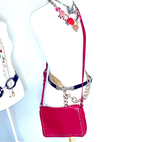 AMERICAN LEATHER COMPANY Red Crossbody Shoulder bag with brass accents - Picture 13 of 16